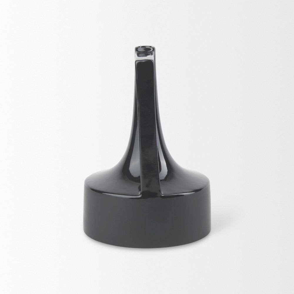 Burton 11.6H Medium Glossy and Matte Black Ceramic Jug Vase. Picture 3