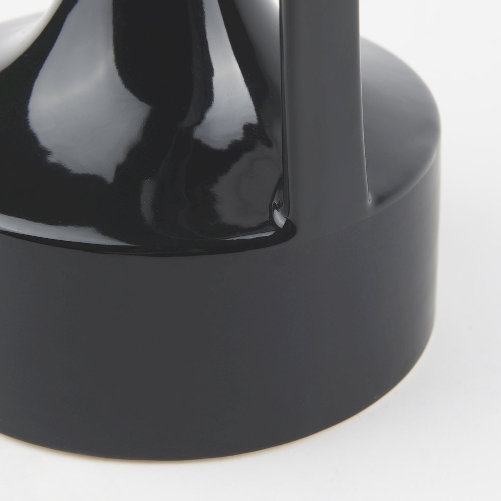 Burton 11.6H Medium Glossy and Matte Black Ceramic Jug Vase. Picture 8