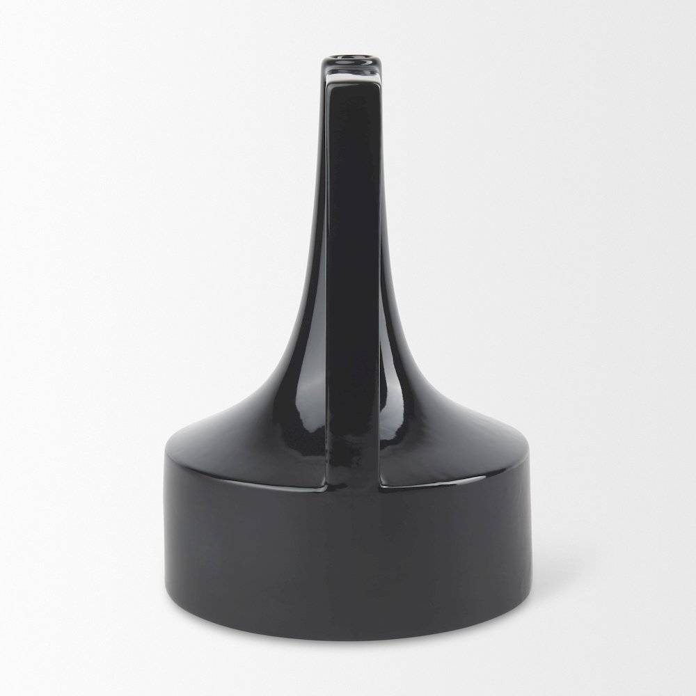 Burton 13.1H Large Glossy and Matte Black Ceramic Jug Vase. Picture 3