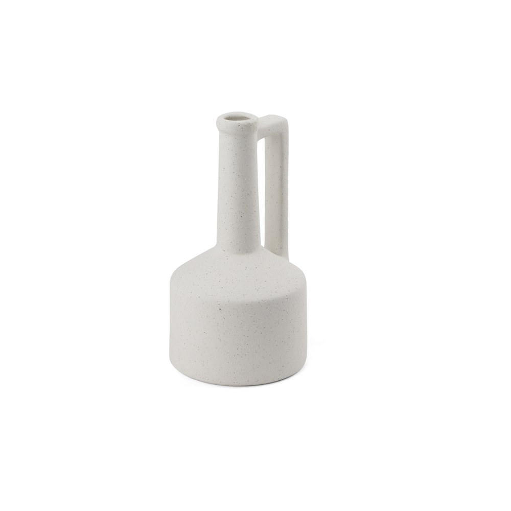 Burton 10.8H Small White Ceramic Jug Vase. Picture 1