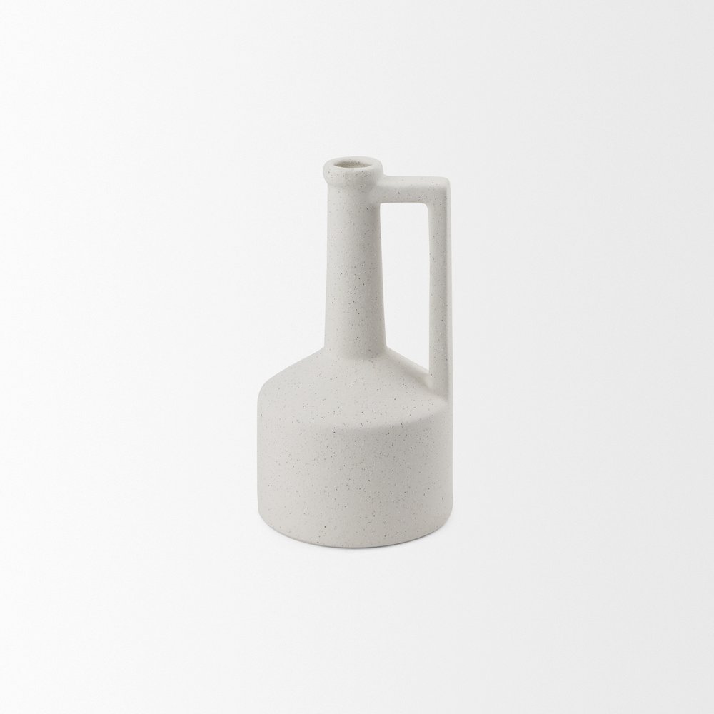 Burton 10.8H Small White Ceramic Jug Vase. Picture 3