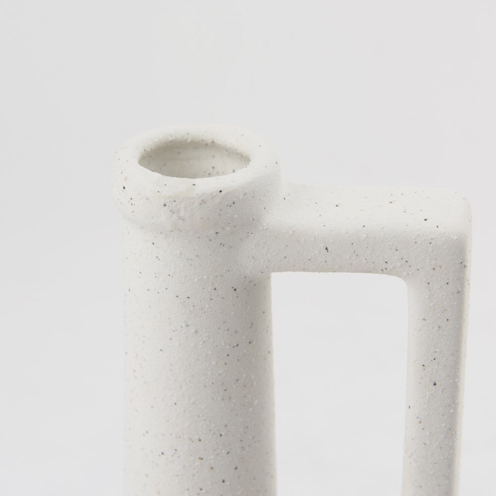 Burton 10.8H Small White Ceramic Jug Vase. Picture 5