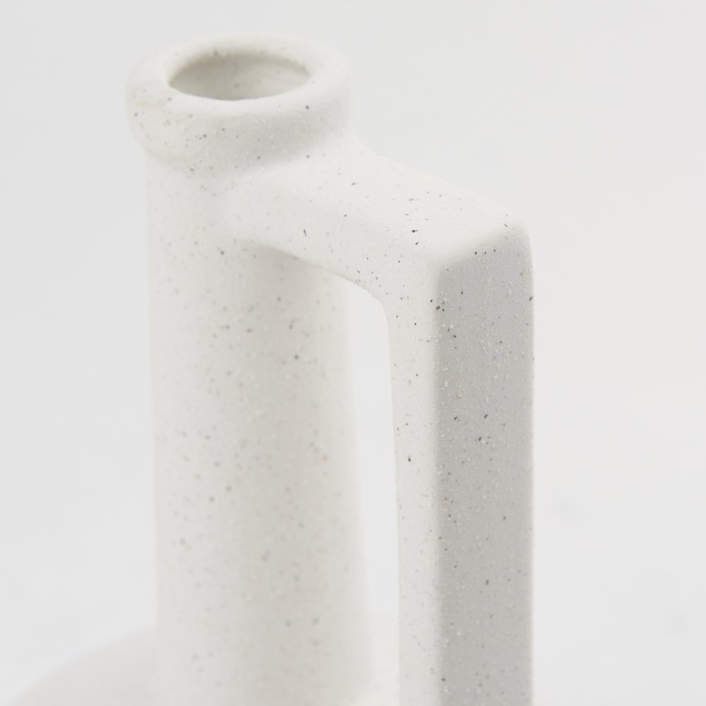 Burton 10.8H Small White Ceramic Jug Vase. Picture 6