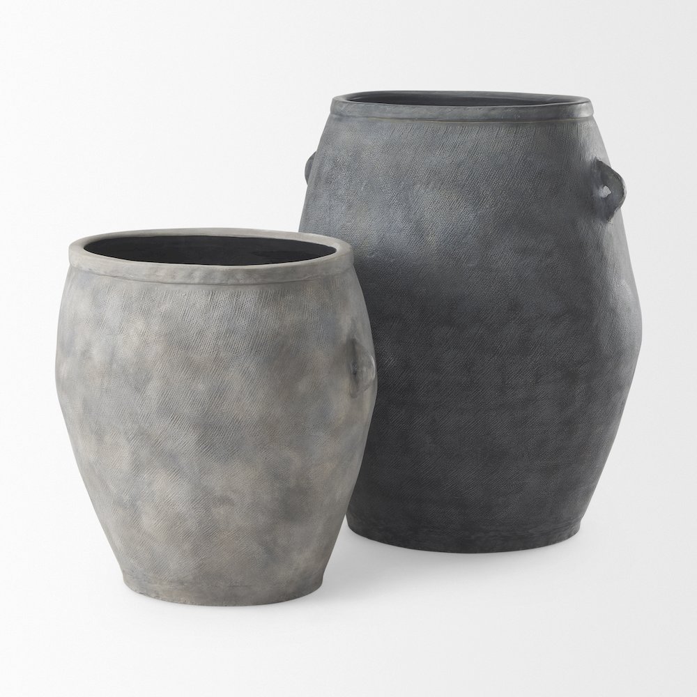 Zuma 27.2L x 18.1W x 24.4H Light Gray Ceramic Floor Vase. Picture 9