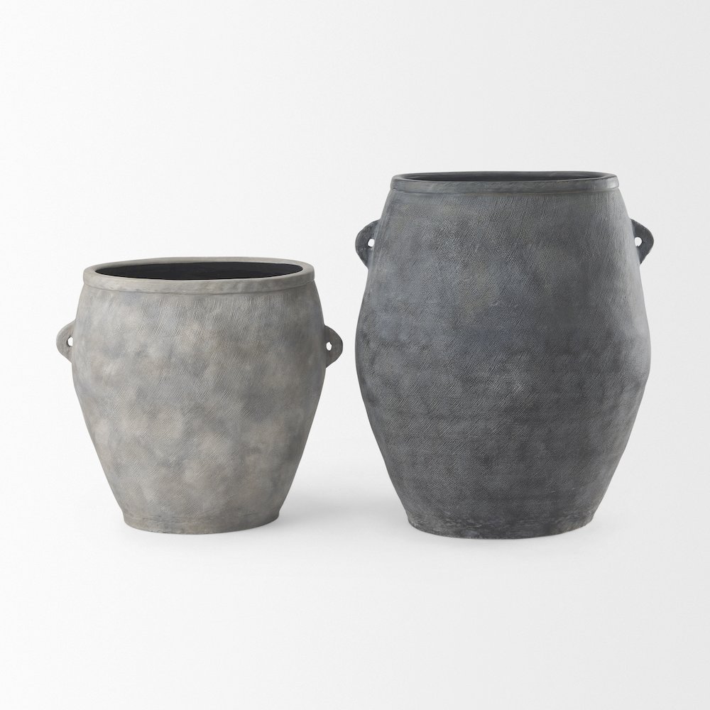 Zuma 27.2L x 18.1W x 24.4H Light Gray Ceramic Floor Vase. Picture 10