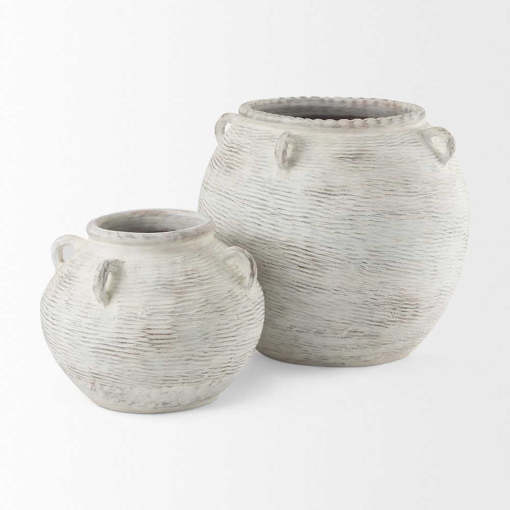 Misha 25.2L x 25.2W x 22.4H Cream Ceramic Floor Vase. Picture 8