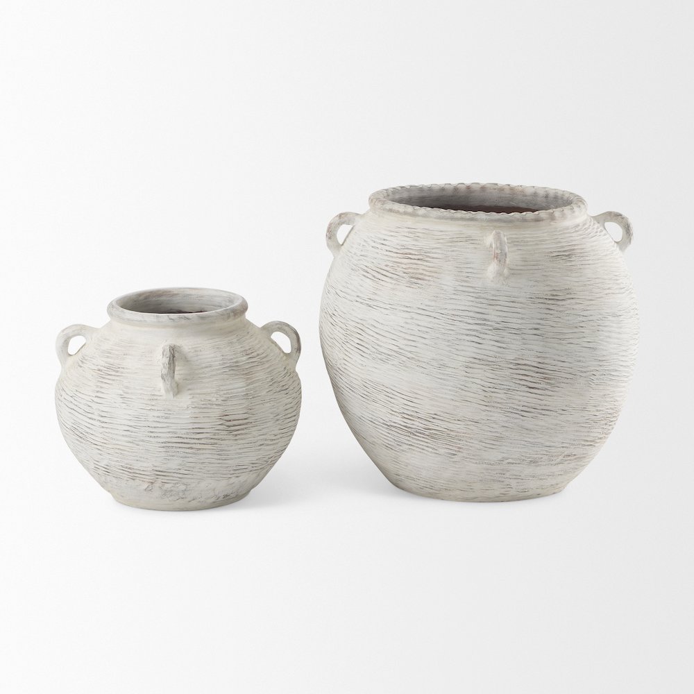 Misha 25.2L x 25.2W x 22.4H Cream Ceramic Floor Vase. Picture 9