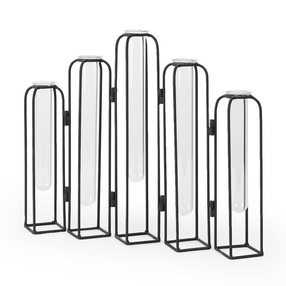 Mila 13.4L x 2.5W x 11.0H Metal and Glass Decorative Accent. Picture 1