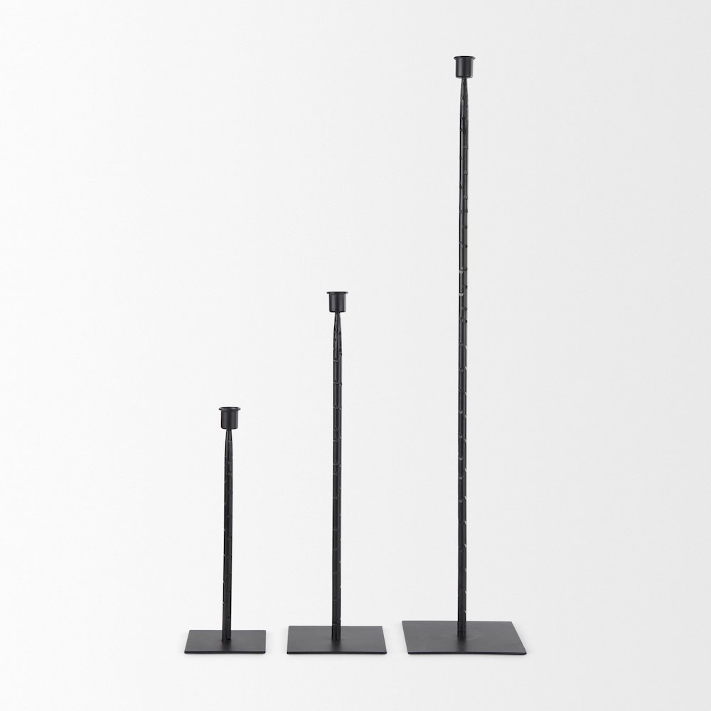 Porter 4.5L x 4.5W x 12.0H Small Black Iron Candle Holder. Picture 7