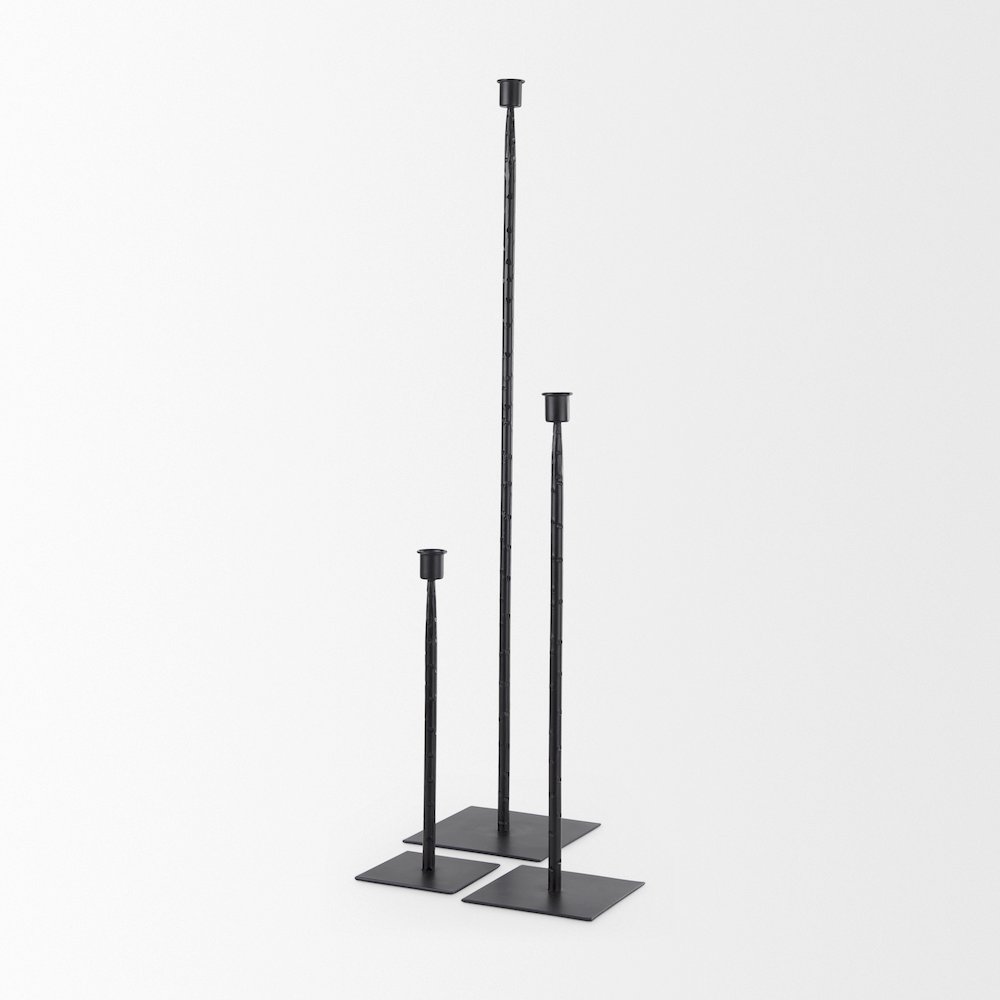 Porter 4.5L x 4.5W x 12.0H Small Black Iron Candle Holder. Picture 8