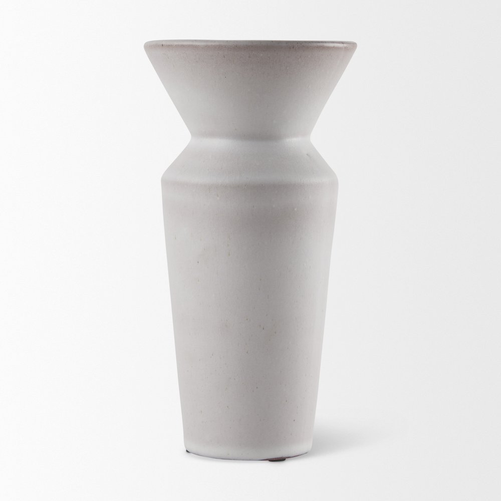 Esme 4.5L x 4.5W x 10.4H Whitewashed Ceramic Vase. Picture 2