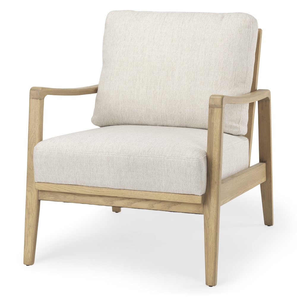 Raeleigh 28.0L x 34.1W x 34.4H Cream Fabric W/Light Brown Wood Accent Chair. Picture 1