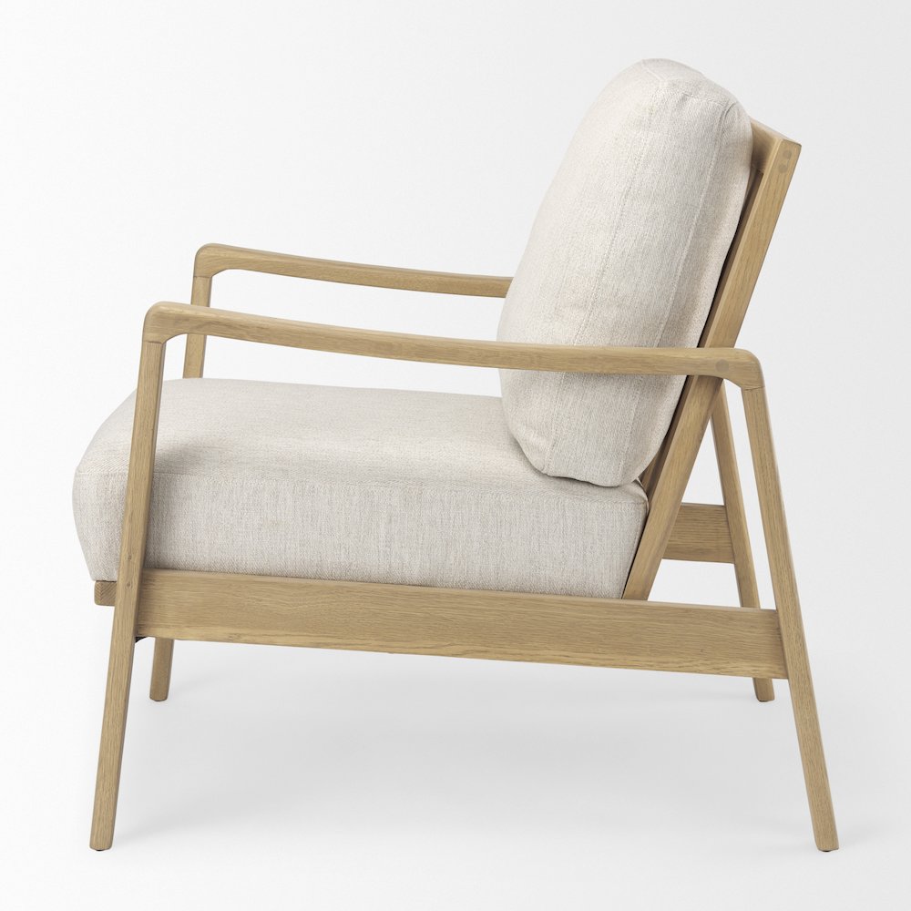 Raeleigh 28.0L x 34.1W x 34.4H Cream Fabric W/Light Brown Wood Accent Chair. Picture 2