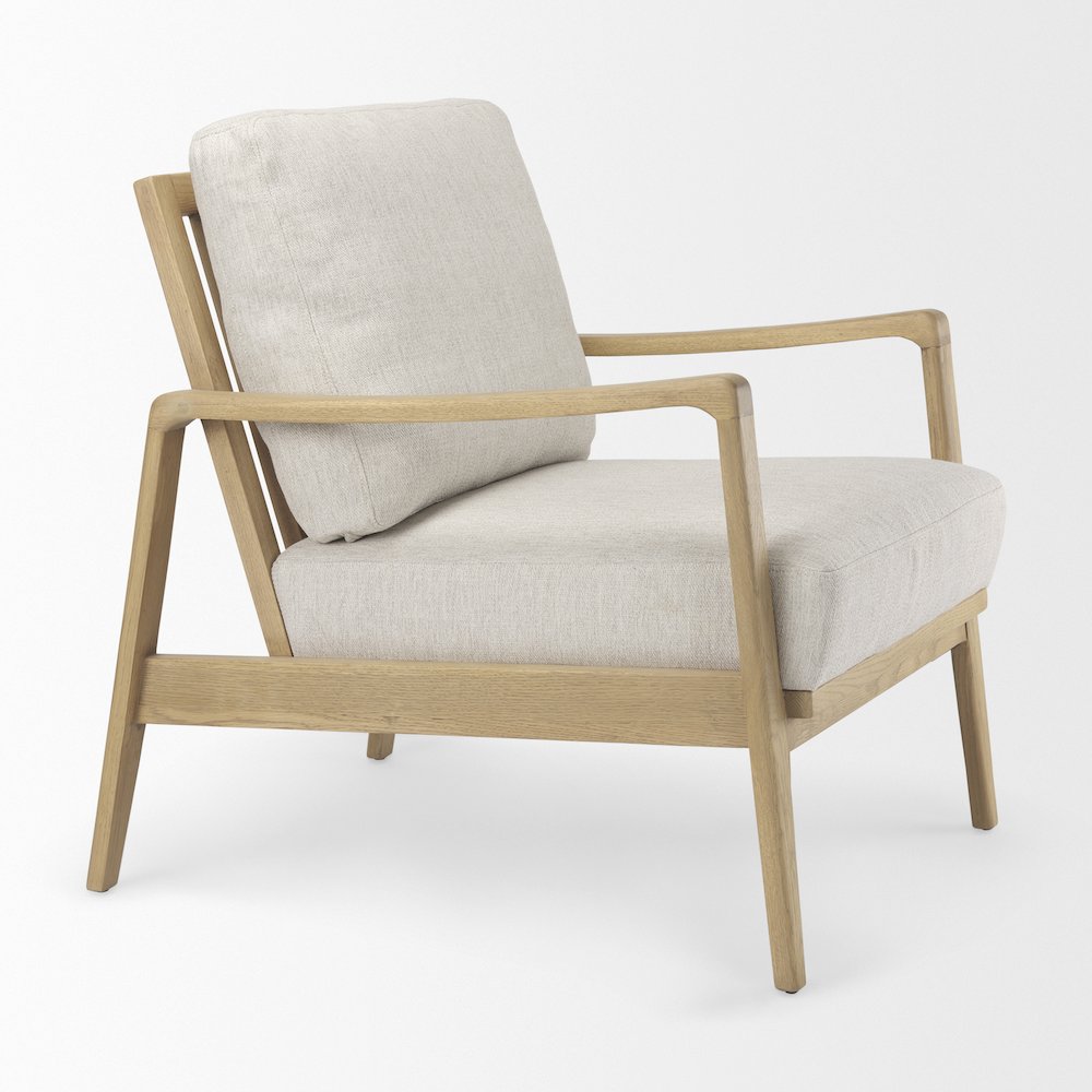 Raeleigh 28.0L x 34.1W x 34.4H Cream Fabric W/Light Brown Wood Accent Chair. Picture 5