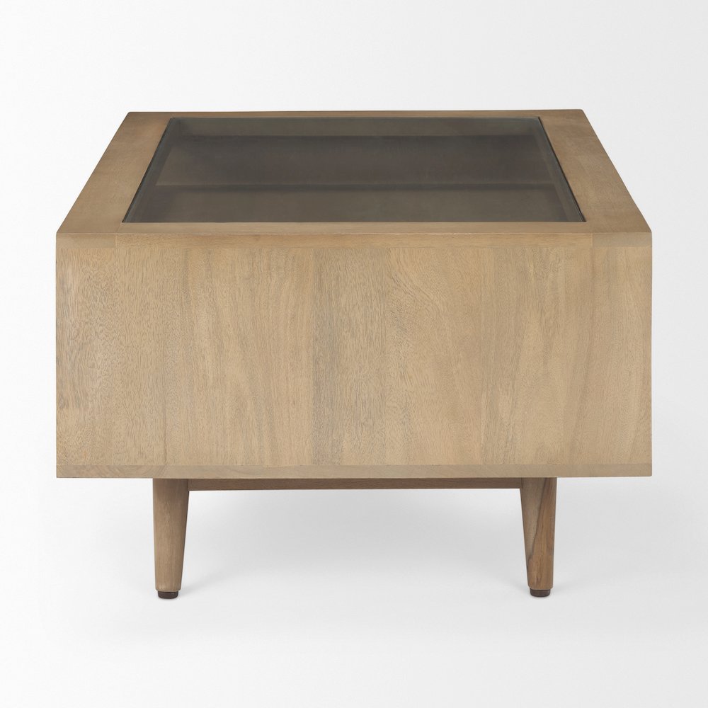 Sable  38.0L x 27.0W x 18.0H Light Brown Wood Coffee Table. Picture 2