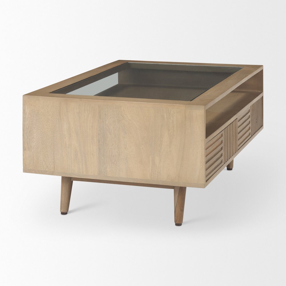Sable  38.0L x 27.0W x 18.0H Light Brown Wood Coffee Table. Picture 3