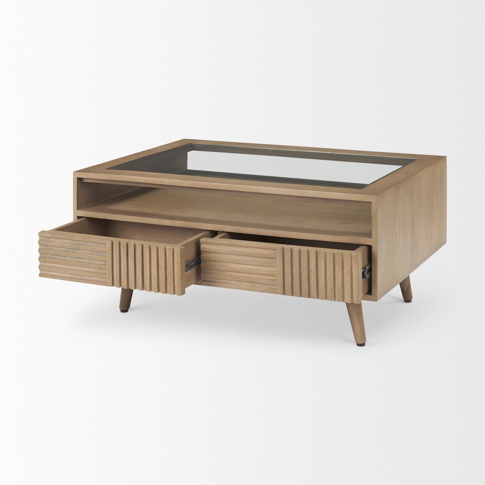 Sable  38.0L x 27.0W x 18.0H Light Brown Wood Coffee Table. Picture 4