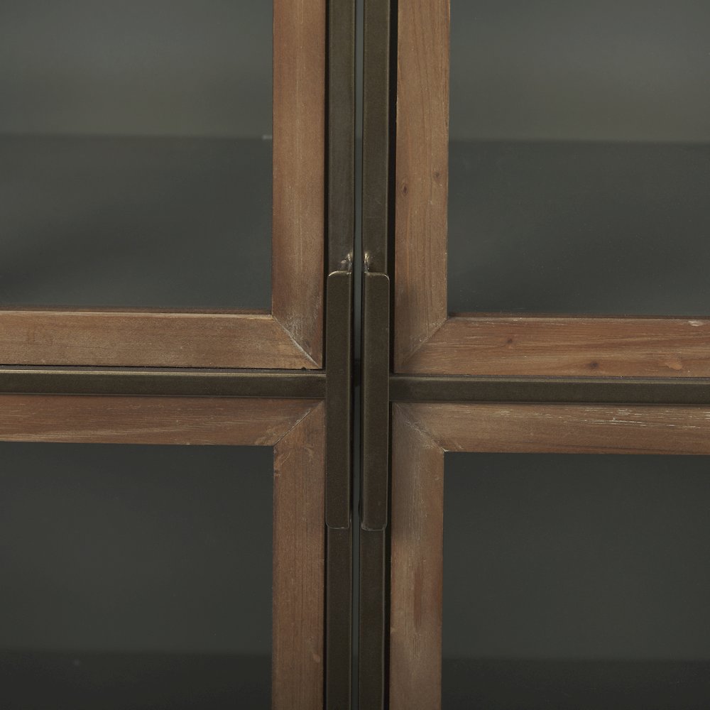 Pandora Dark Brass Metal W/Red Wood 2 Door Accent Cabinet. Picture 7