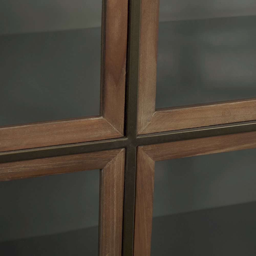 Pandora Dark Brass Metal W/Red Wood 2 Door Accent Cabinet. Picture 8