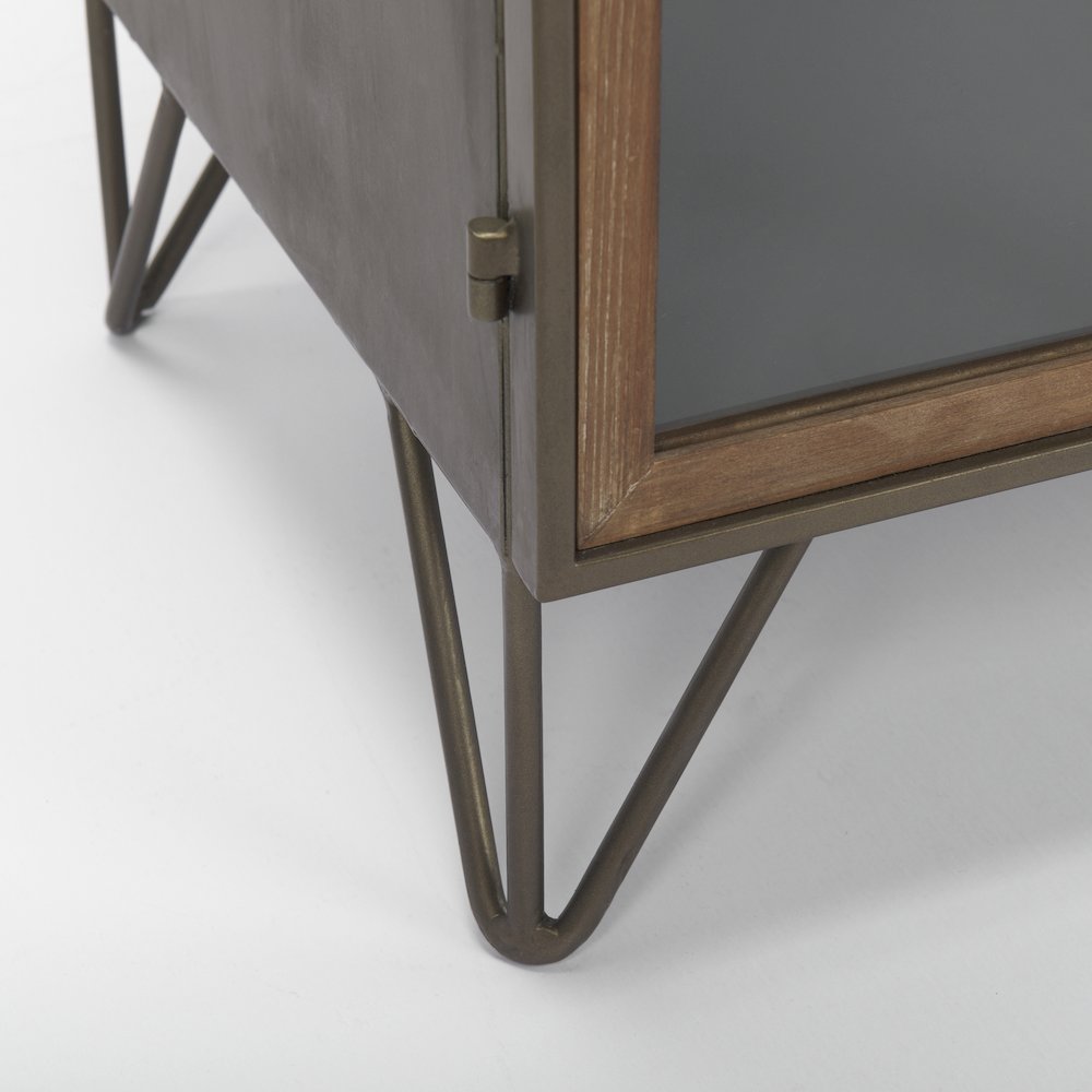 Pandora Dark Brass Metal W/Red Wood 2 Door Accent Cabinet. Picture 9