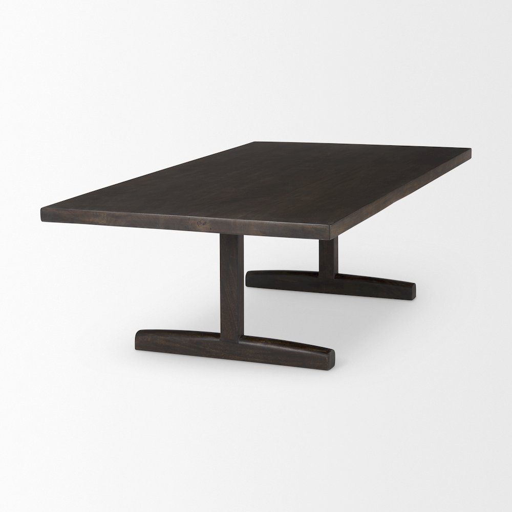 Viktor 55"L Dark Brown Solid Wood Coffee Table. Picture 3