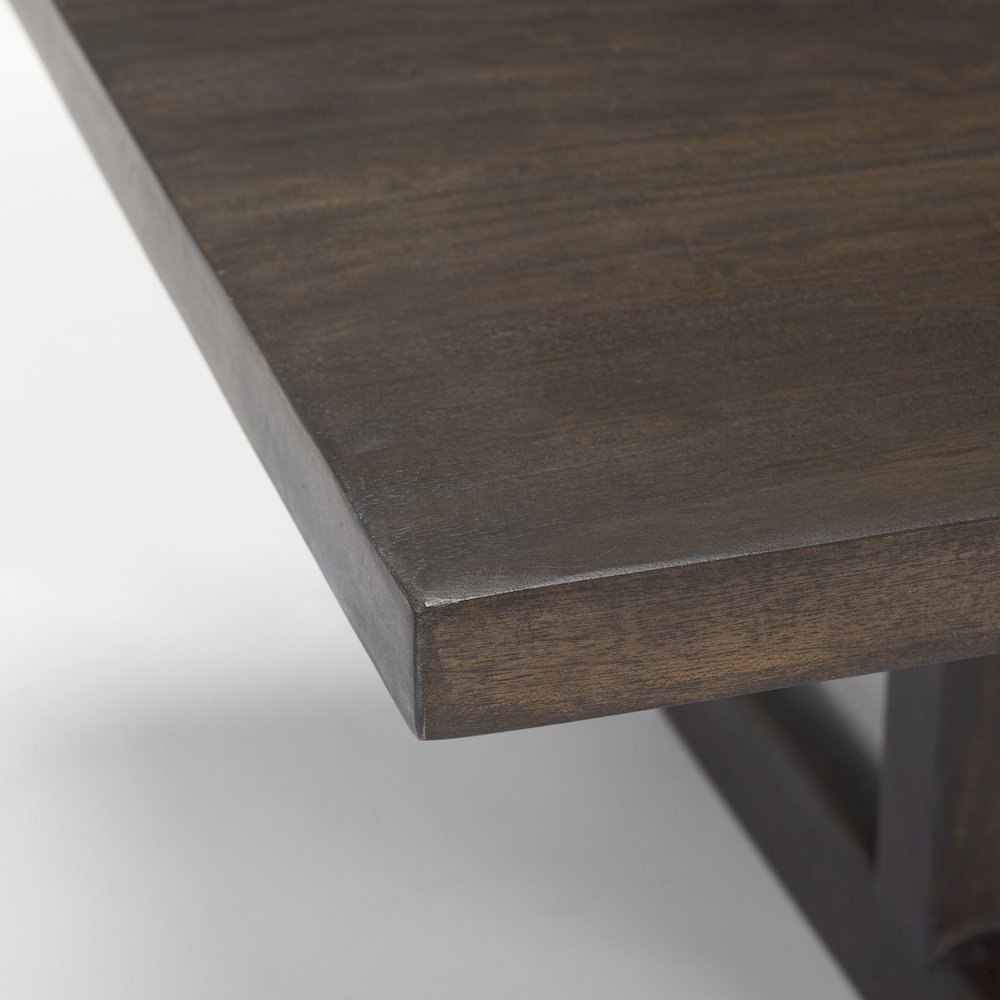 Viktor 55"L Dark Brown Solid Wood Coffee Table. Picture 4