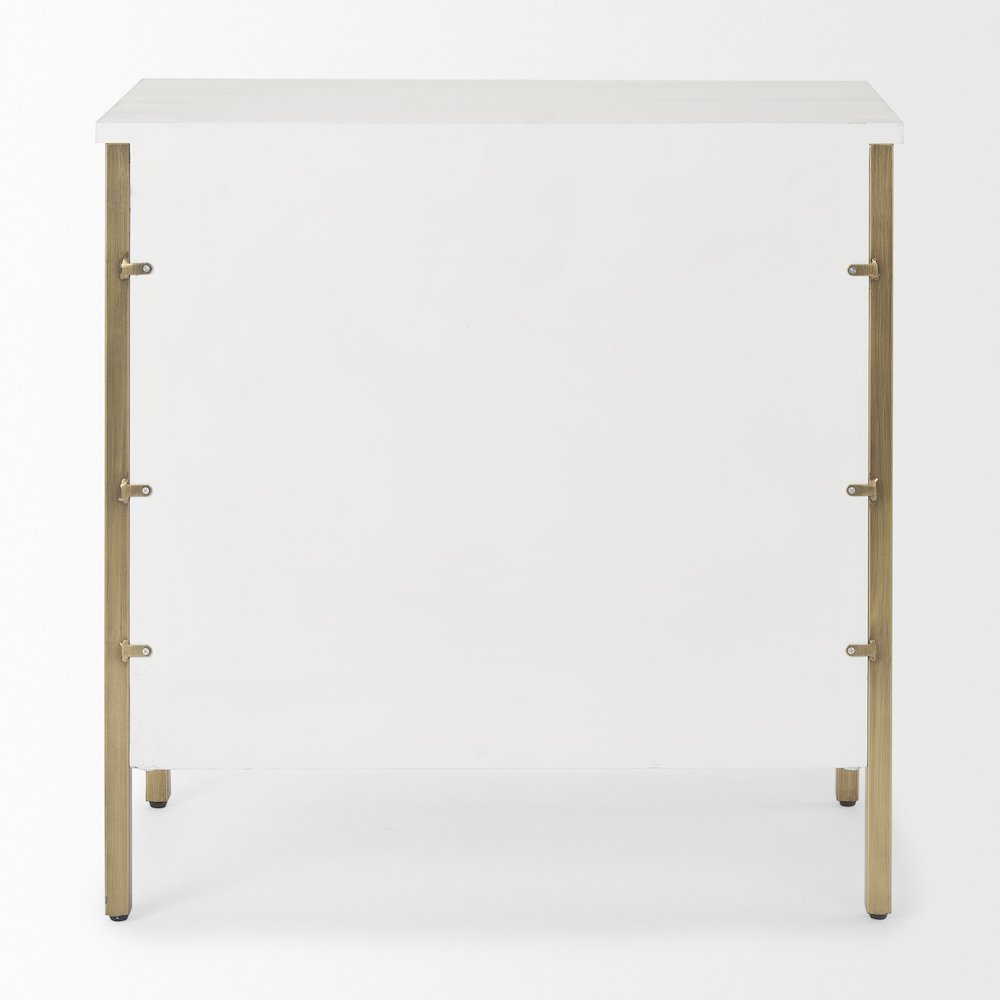 Savannah White Fir Veneer w/ Gold Metal 3-Drawer Accent Cabinet. Picture 3