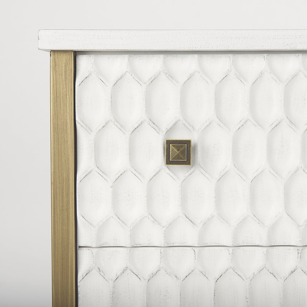 Savannah White Fir Veneer w/ Gold Metal 3-Drawer Accent Cabinet. Picture 7