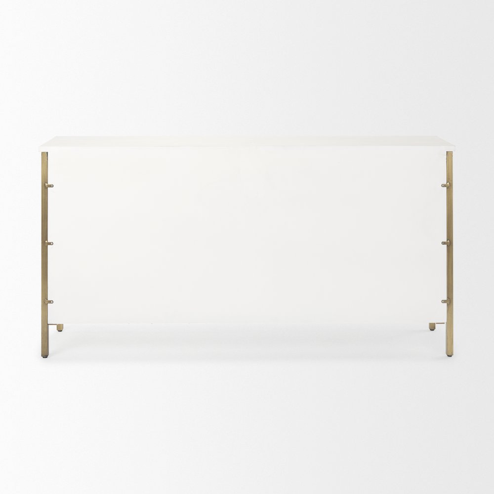 Savannah White Fir Veneer w/ Gold Metal Accents 6-Drawer Sideboard. Picture 4