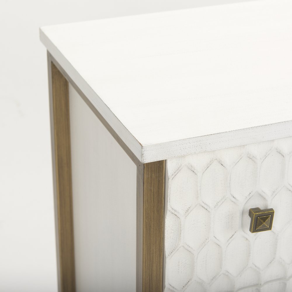 Savannah White Fir Veneer w/ Gold Metal Accents 6-Drawer Sideboard. Picture 7