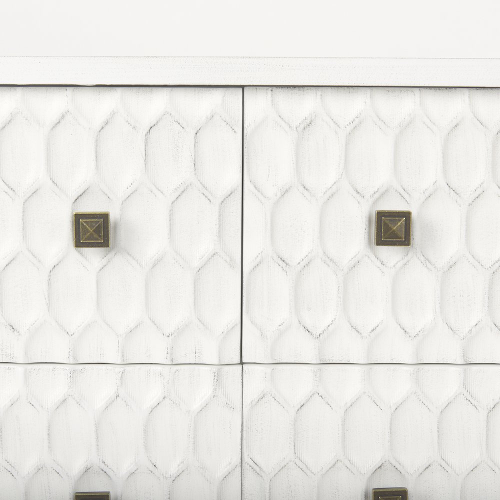 Savannah White Fir Veneer w/ Gold Metal Accents 6-Drawer Sideboard. Picture 9