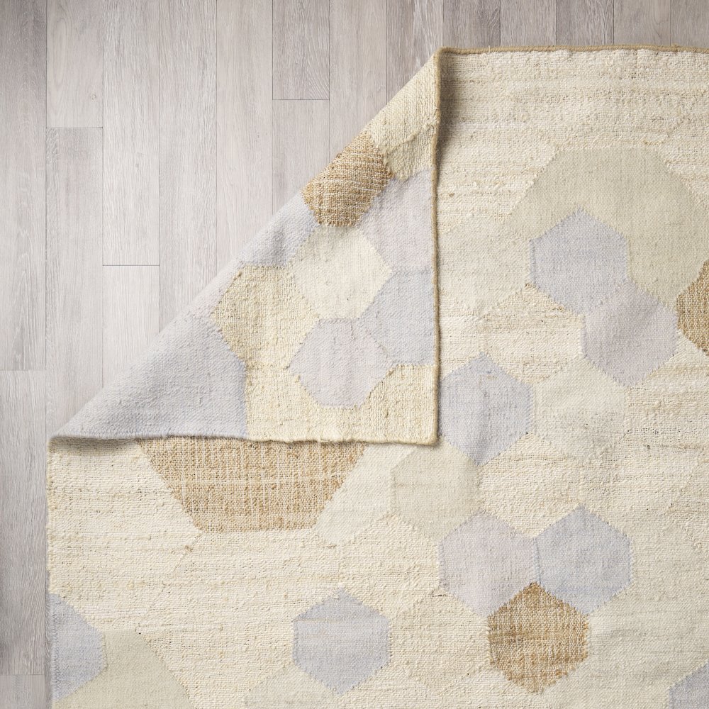Mayson 5x8 Cream Multi-Colored Honeycomb Pattern Area Rug. Picture 3