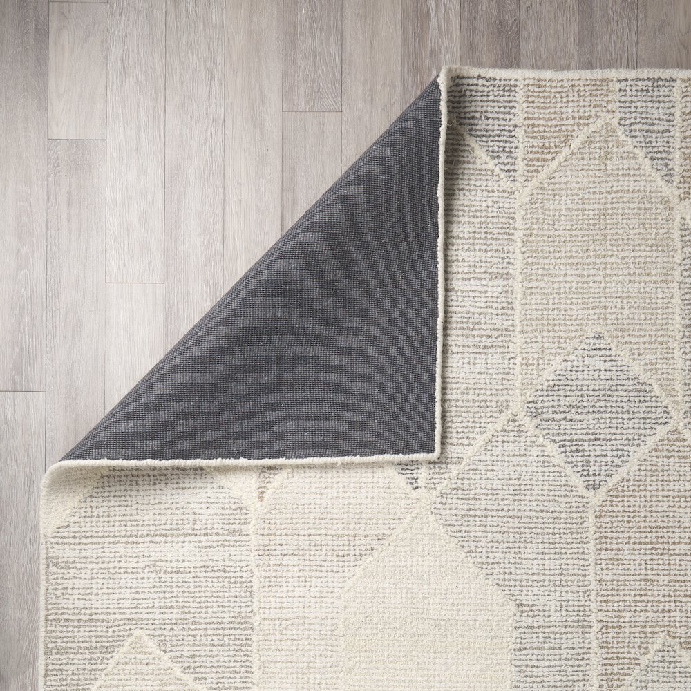 Kolt 9x12 Neutral Geometric Patterned Wool Area Rug. Picture 4