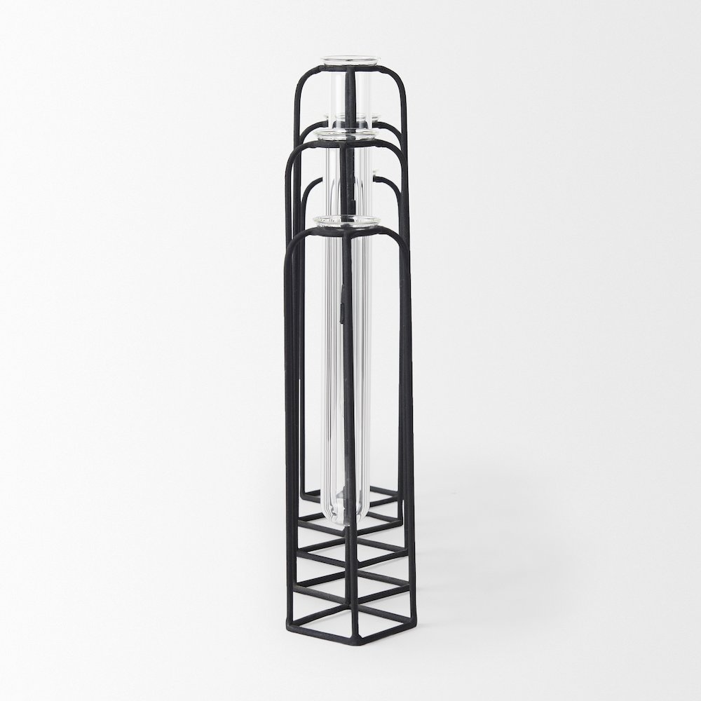 Mila 13.4L x 2.5W x 11.0H Metal and Glass Decorative Accent. Picture 3
