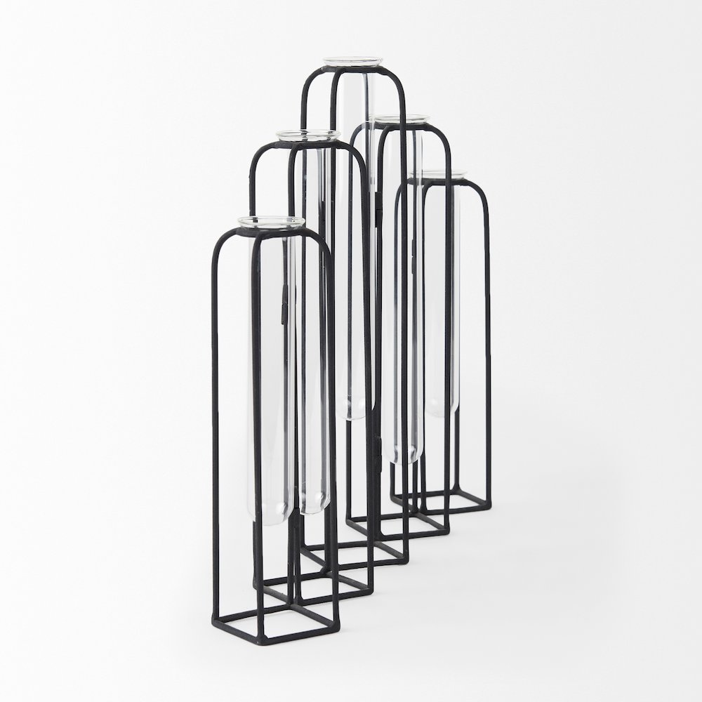 Mila 13.4L x 2.5W x 11.0H Metal and Glass Decorative Accent. Picture 4