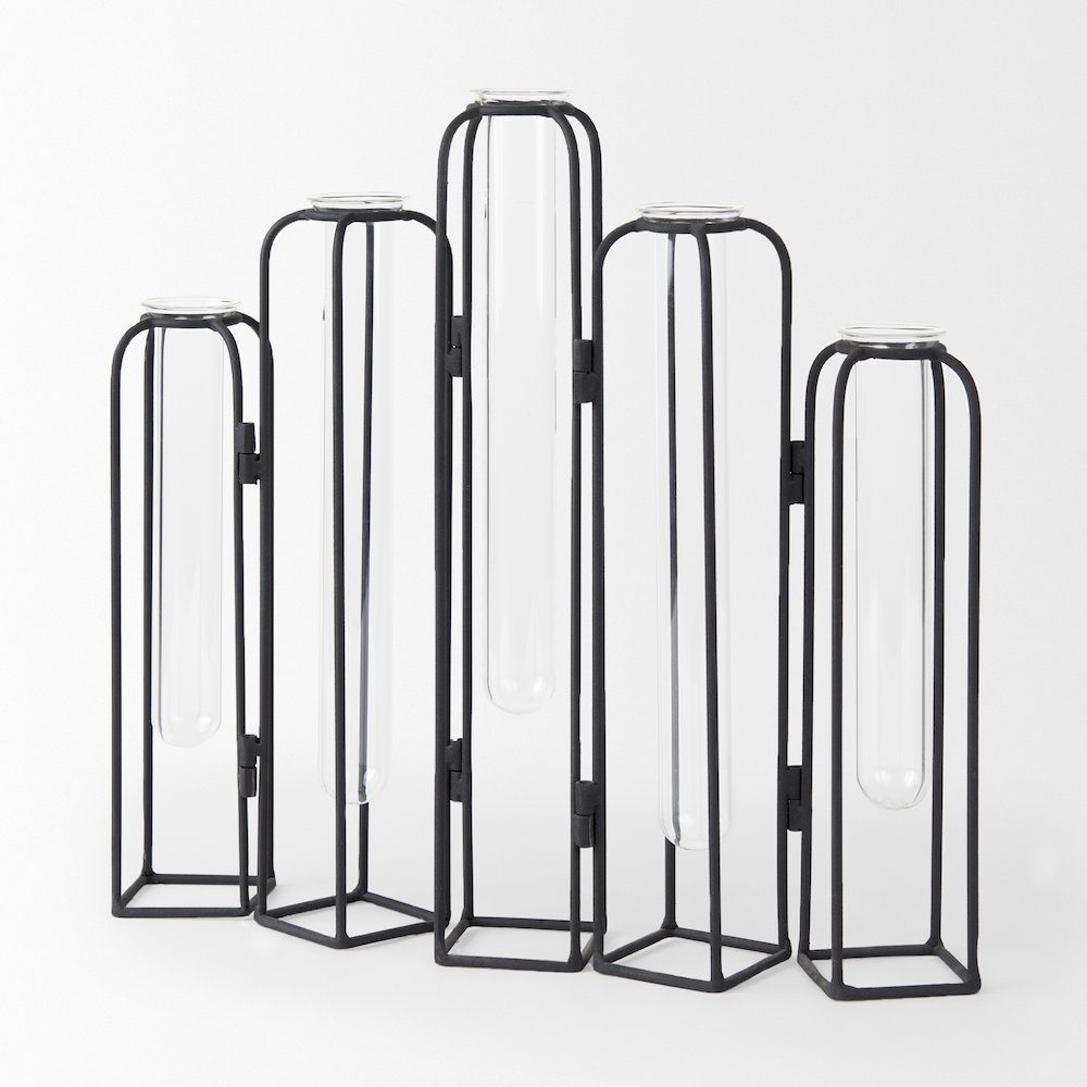 Mila 13.4L x 2.5W x 11.0H Metal and Glass Decorative Accent. Picture 6