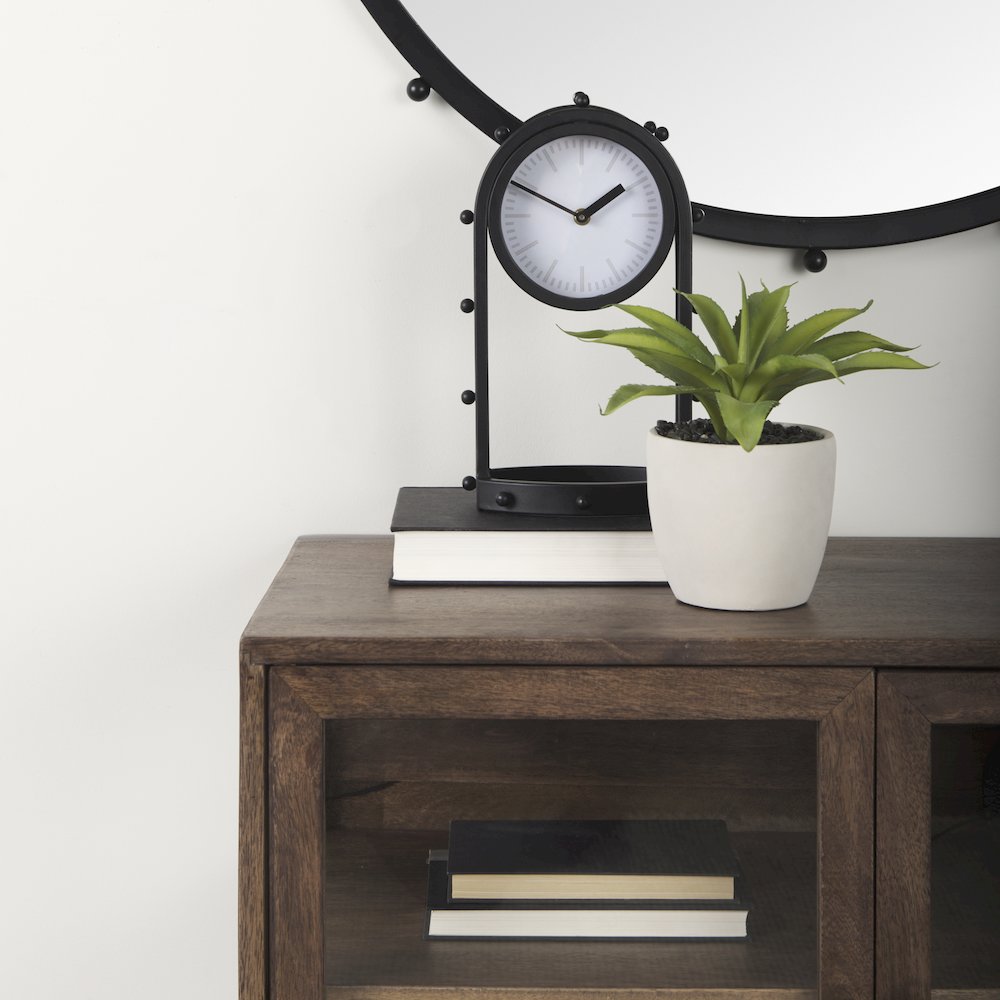 Marian 7.5L x 5.7W x 13.0H Black Studded  Table Clock. Picture 2
