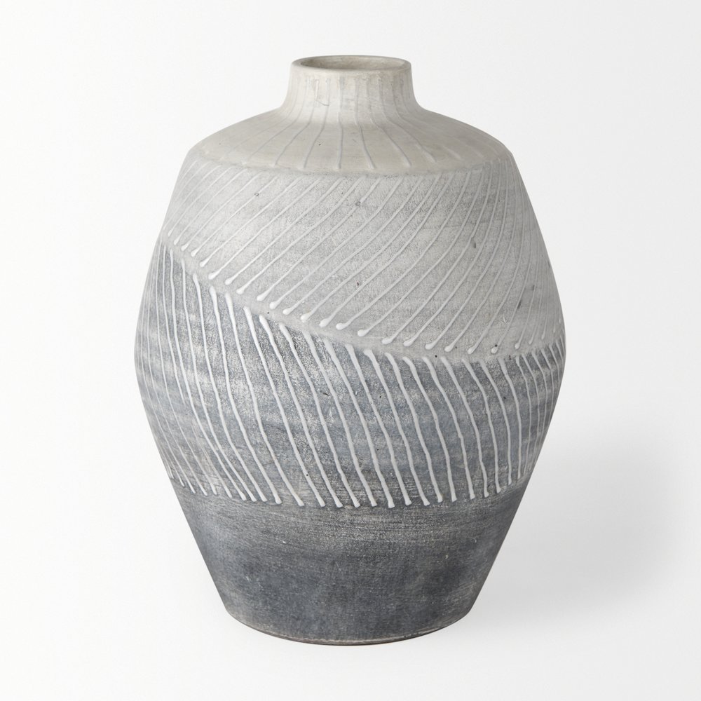 Blume 10H Off-White w/ Gray Textured Vase. Picture 2