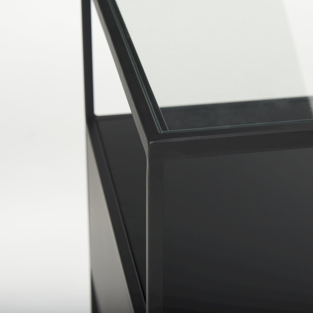 Samson 15.7L x 15.7W x 21.3H Side Table Matte Black Metal and Glass. Picture 5