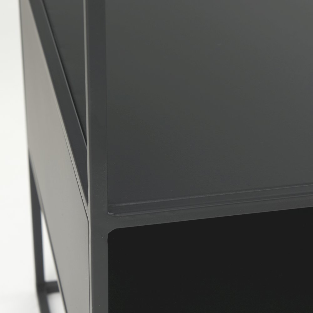 Samson 15.7L x 15.7W x 21.3H Side Table Matte Black Metal and Glass. Picture 6
