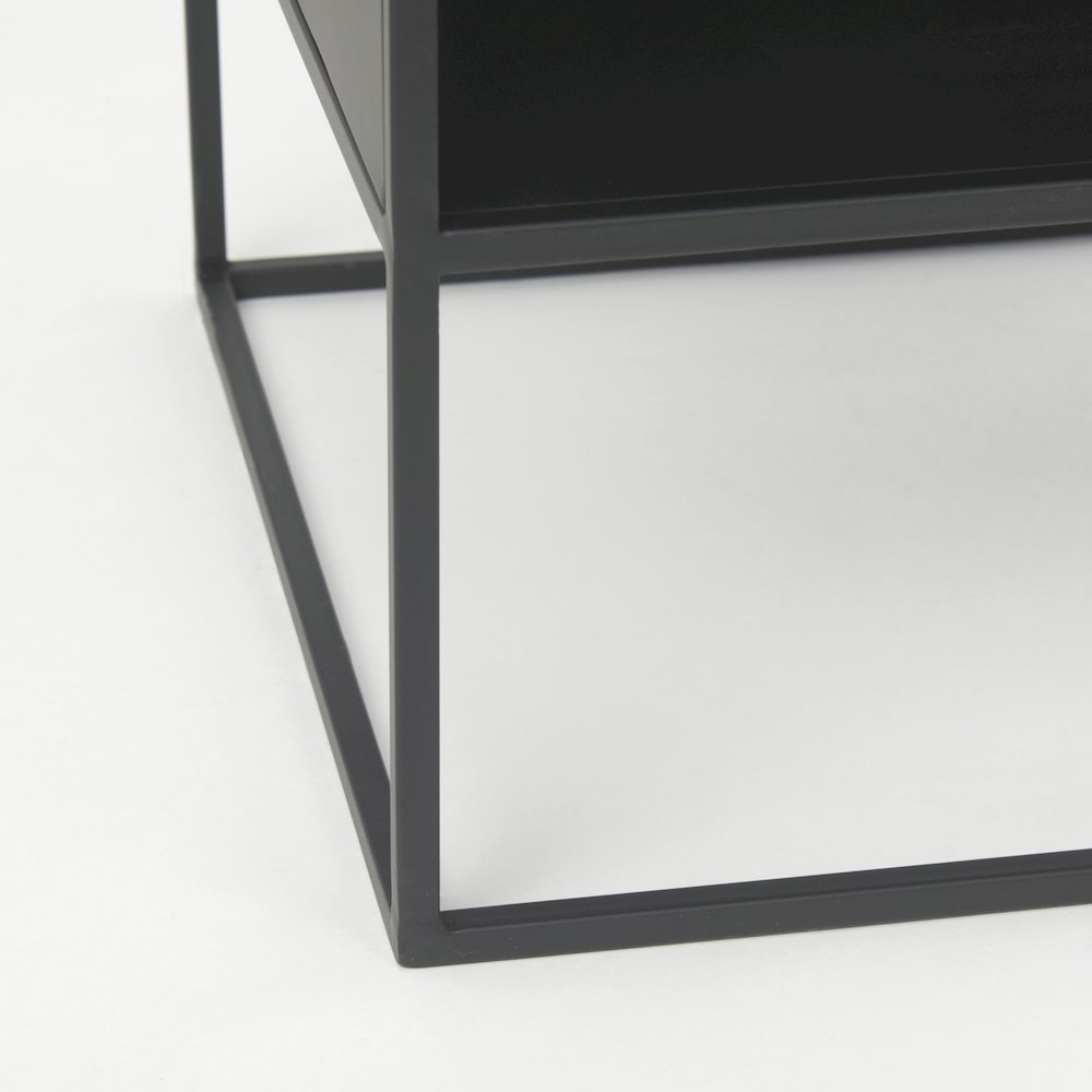 Samson 15.7L x 15.7W x 21.3H Side Table Matte Black Metal and Glass. Picture 7