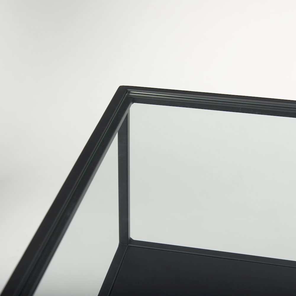 Samson 15.7L x 15.7W x 21.3H Side Table Matte Black Metal and Glass. Picture 8