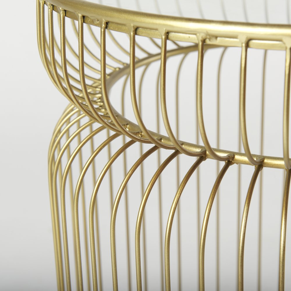 Shani Set of 2 Round, Gold Metal w/ Glass Accent Tables. Picture 6