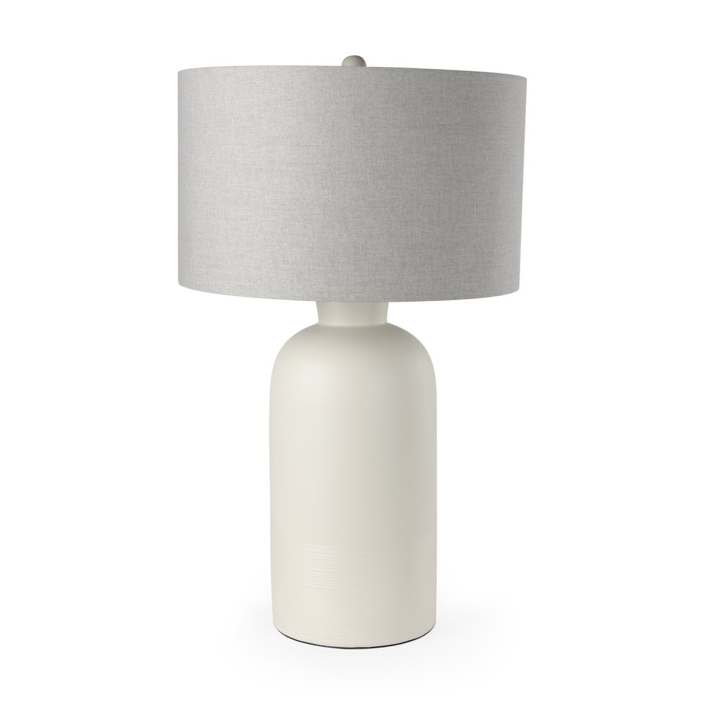 Cato 20.0L x 20.0W x 33.5H Cream Base W/White Shade Table Lamp. Picture 1