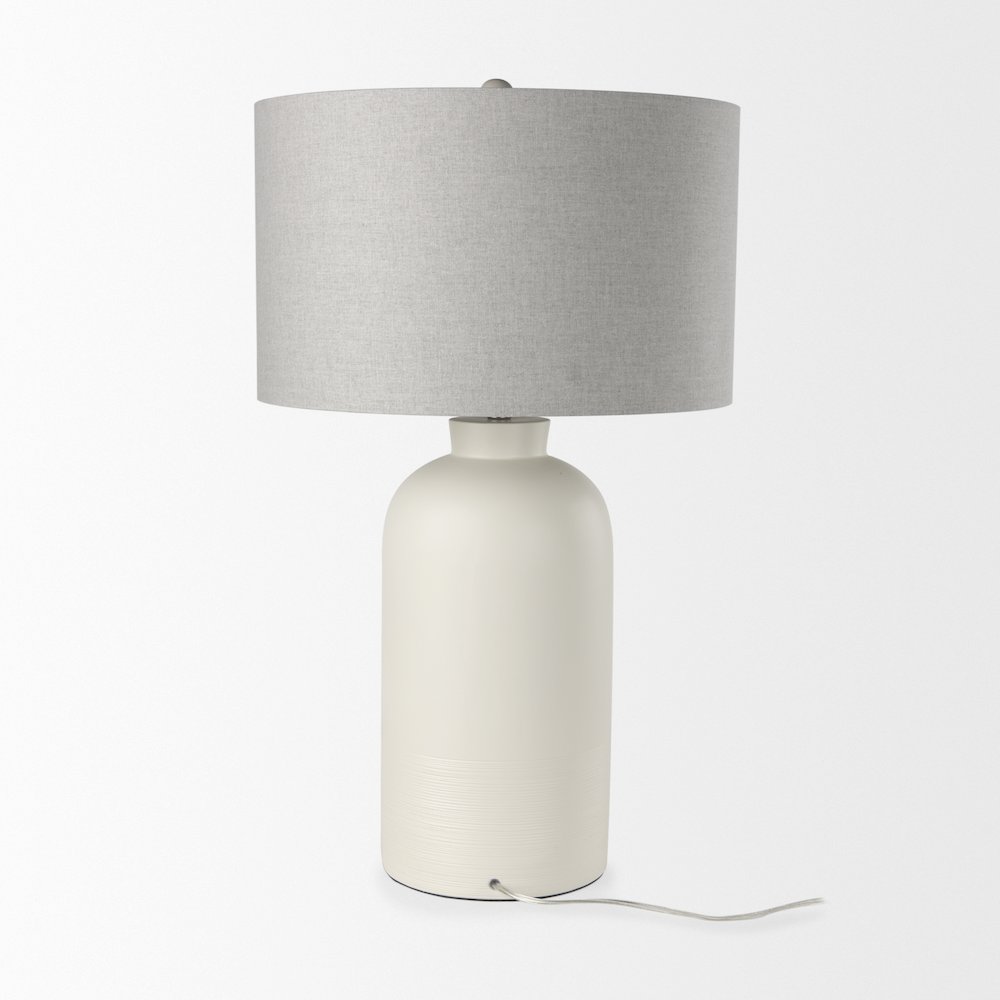 Cato 20.0L x 20.0W x 33.5H Cream Base W/White Shade Table Lamp. Picture 2