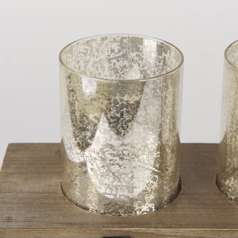 Benk Wood and Black Metal Five Cup Candle Holder. Picture 5