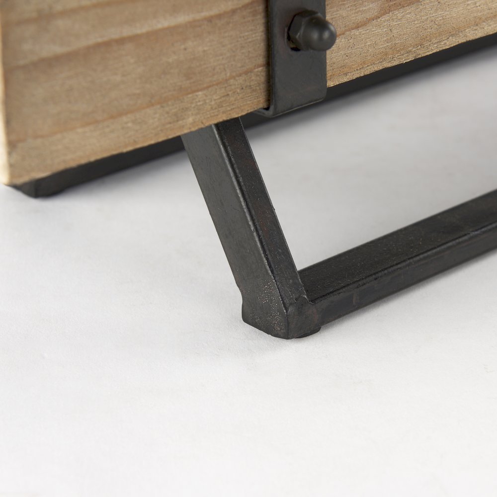 Benk Wood and Black Metal Five Cup Candle Holder. Picture 9