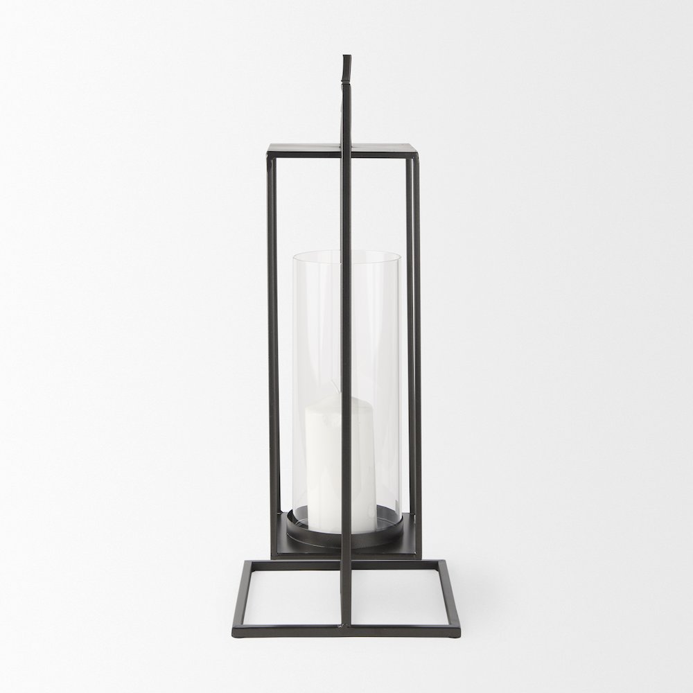 Albus I Large Black Metal Rectangular Table Candle Holder. Picture 2