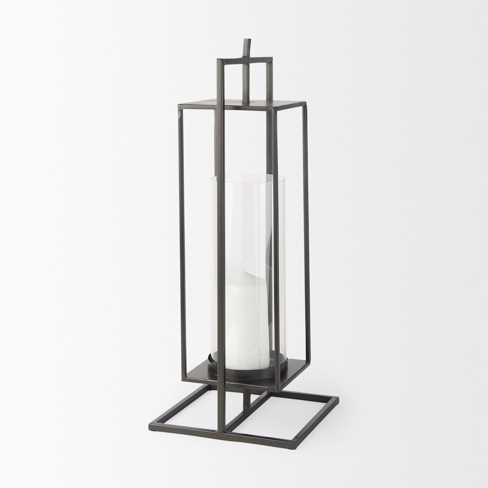 Albus I Large Black Metal Rectangular Table Candle Holder. Picture 3