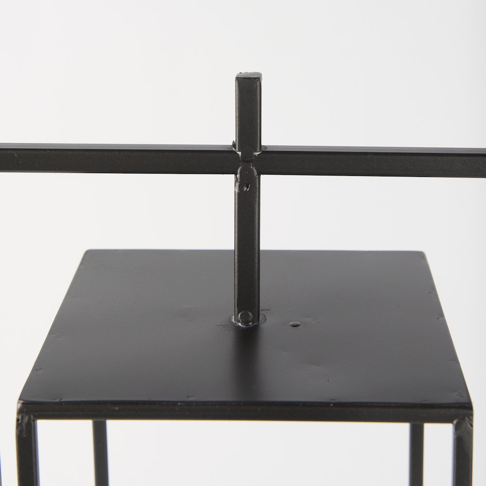 Albus I Large Black Metal Rectangular Table Candle Holder. Picture 5